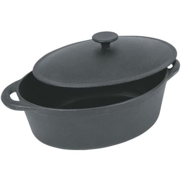 CREALYS GOURMET Oval grytform i emaljerat gjutstål - L 37 cm - 9 L - Svart - Alla spisar inklusive induktion