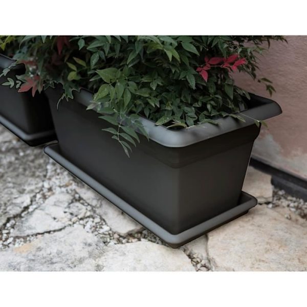 Mediterraneo Rectangular Flower Bin - 110L - 100 cm - Plast - Anthracite