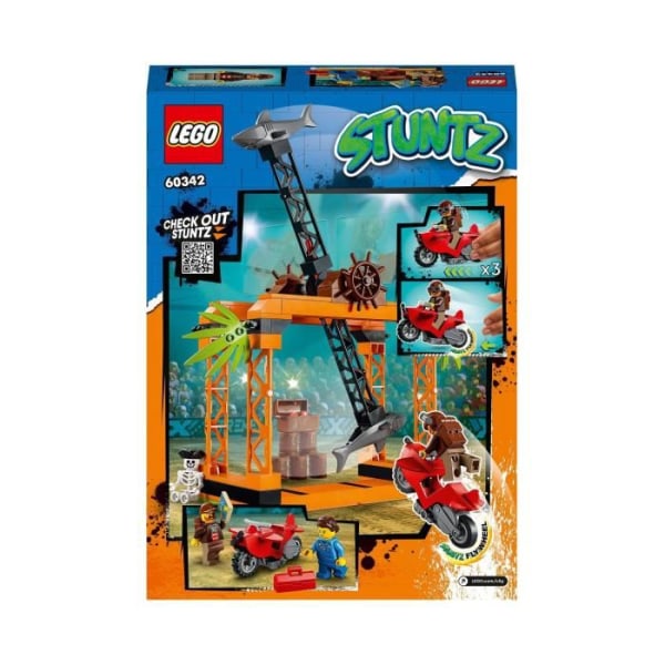 LEGO 60342 City Stuntz Stunt Challenge: Shark Attack, Motorcykel Stunt Äventyrsleksak för 5-åringar, presentidé