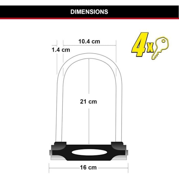 U Bike Lock - MASTER LOCK - 8279EURDPRO - Case-härdat stål, nyckel, certifierad