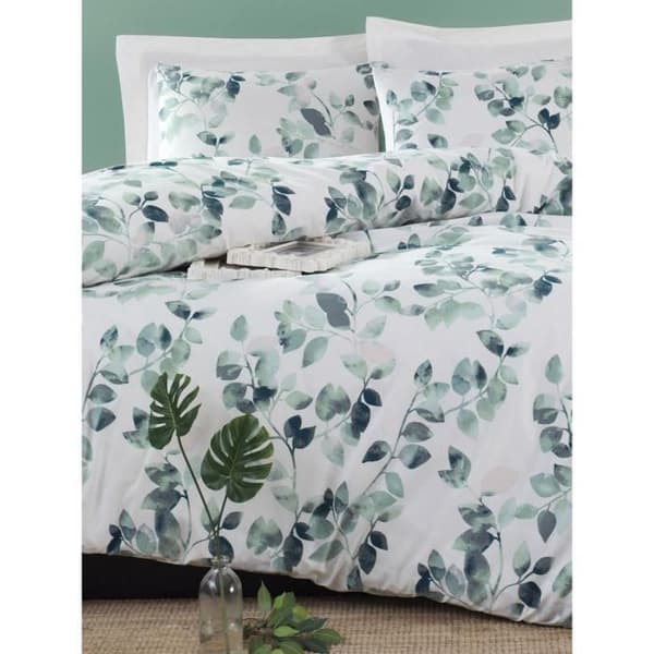 Bäddset - 1 påslakan 220 x 240 cm + 2 örngott 60 x 60 cm - 65% bomull, 35% polyester - Grön
