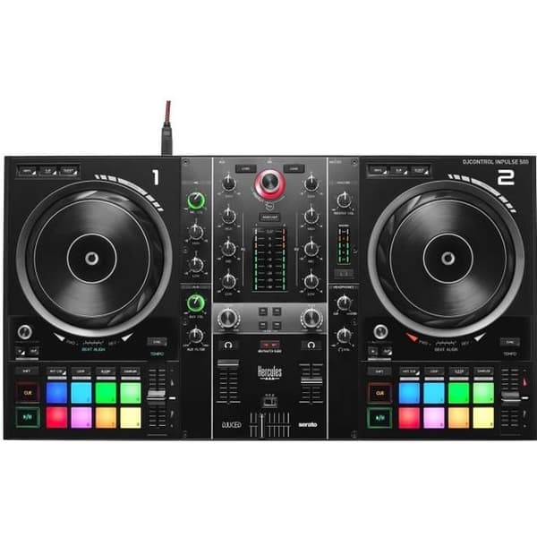 HERCULES DJCONTROL INPULSE 500 - DJ-kontroller - Ljudgränssnitt & integrerad hårdvarumixer