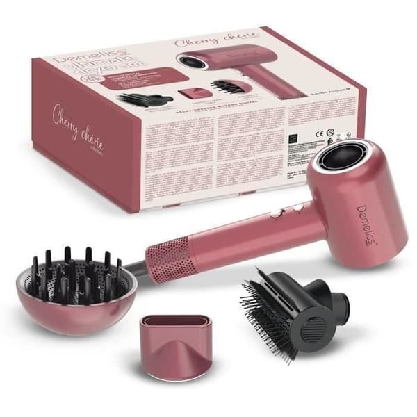 Hårtork - DEMELISS - ULTIMATE DRYER SET - Magnetisk diffusor - 1600 W - Cherry Chérie