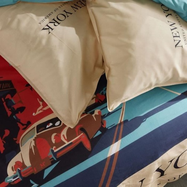 Sängkläder - IDAG - JAVA - 2 personer - 240x220 cm - Bomull - New York-tryck - Beige