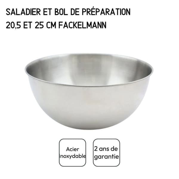 Set med 2 salladsskålar och salladsbestick - FACKELMANN - 20,5 och 25 cm