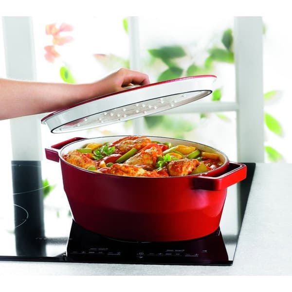 PYREX Slow Cook oval gryttskål 5,8 L röd
