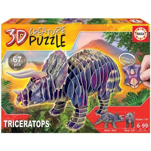 EDUCA - Pussel - Triceratops 3D Creature Puzzle