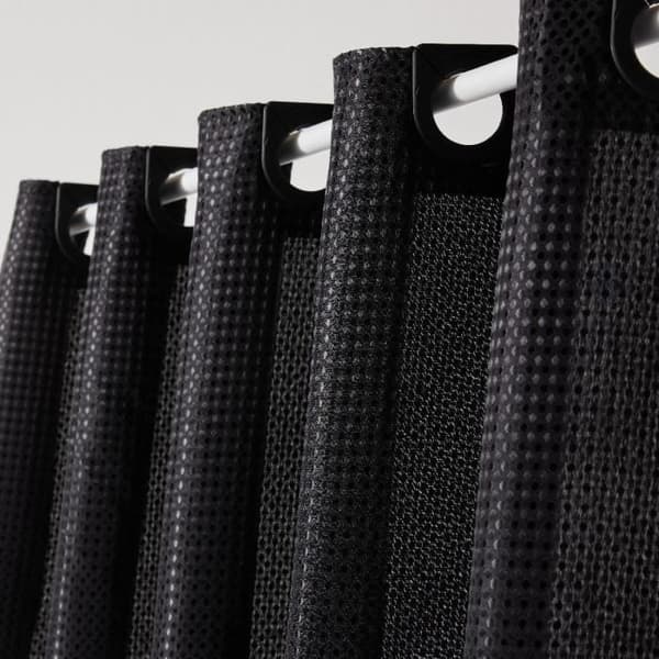 Waffle Duschdraperi - Svart - Polyester - 180 x 200 cm - 12 krokar - NYTTIGHET - IDAG
