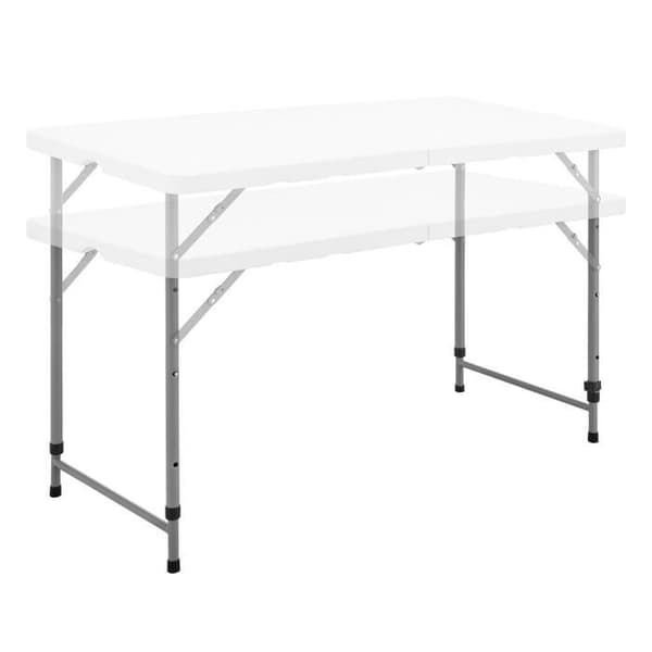 Fällbart receptionsbord för 4, 122 cm, stålram & PEHD-skiva, vit – höjd 58/74 cm Vit one size