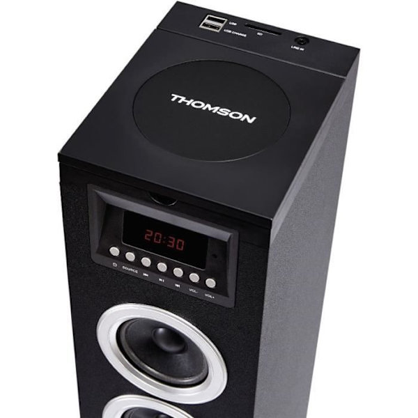 THOMSON DS120CD - Multimedia högtalartorn - CD -spelare - 60W - Bluetooth, USB, FM -radio - LED -display - Svart