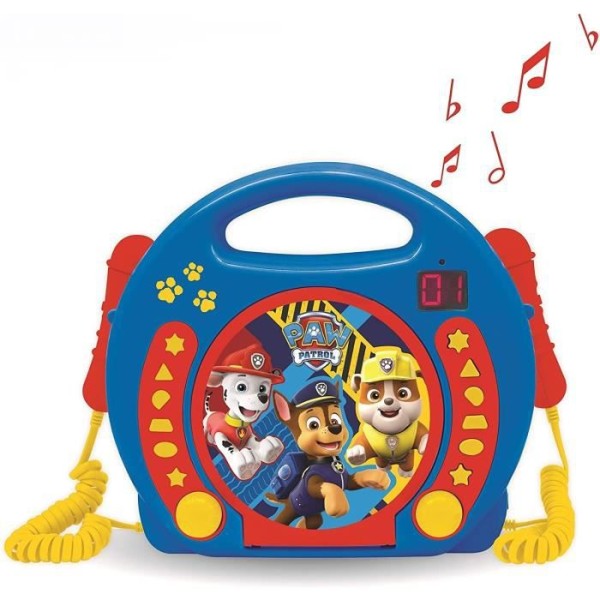 LEXIBOOK - PAT 'PATROUILLE - Karaoke CD-spelare Barn med 2 mikrofoner - Barn - Pojke - Från 3 år