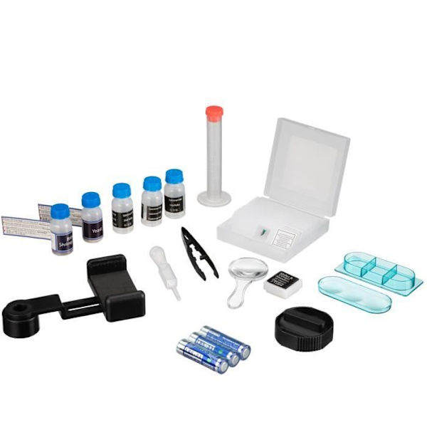 Mikroskop 40x-640x - BRESSER JUNIOR - LED-belysning - experimentsats - lila