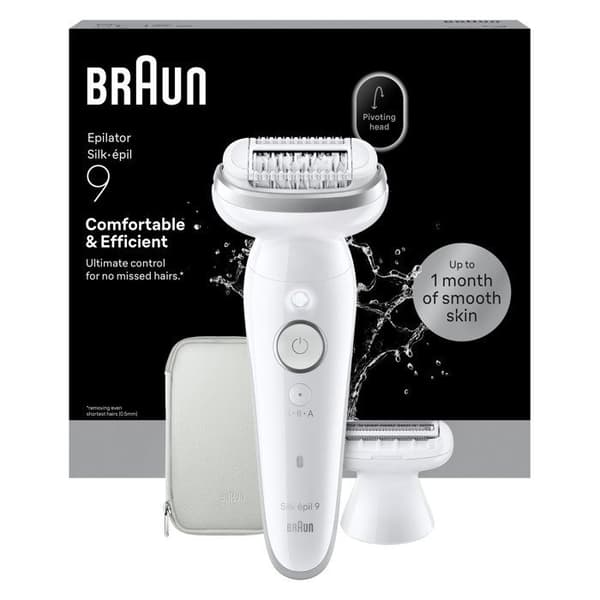 Elektrisk epilator - BRAUN - SES9-030 - 2 lägen - 50 min - Vattentät - Vit