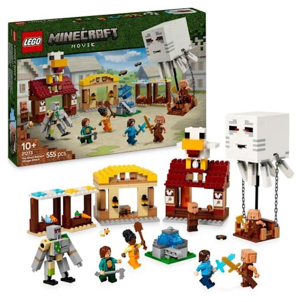 LEGO Minecraft 21273 Ghasts Attack the Village - Spel för pojkar från 10 år och uppåt