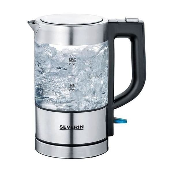 Elkedel - SEVERIN - WK 3472 - 0,5 L - 1100W - Glas/Rustfrit stål - 360° fod