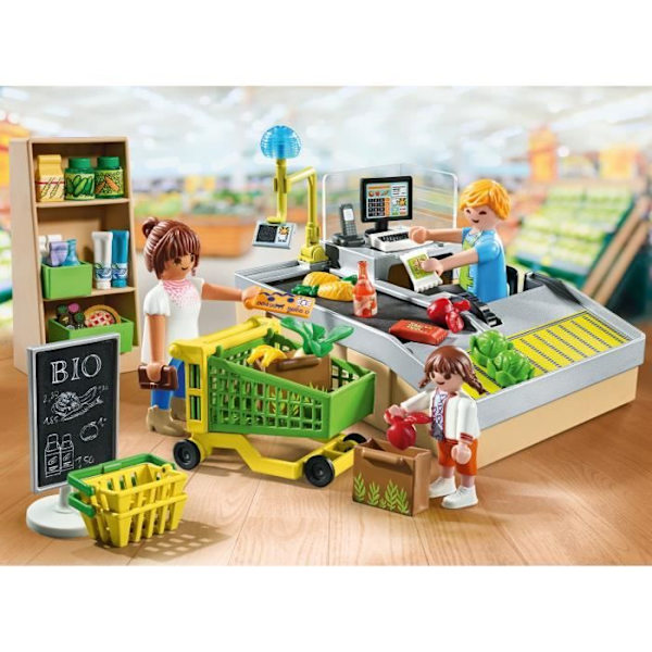 PLAYMOBIL 71648 Kassa i mataffären, My Life Shopping, Kampanjpaket, 65 delar, Från 4 år