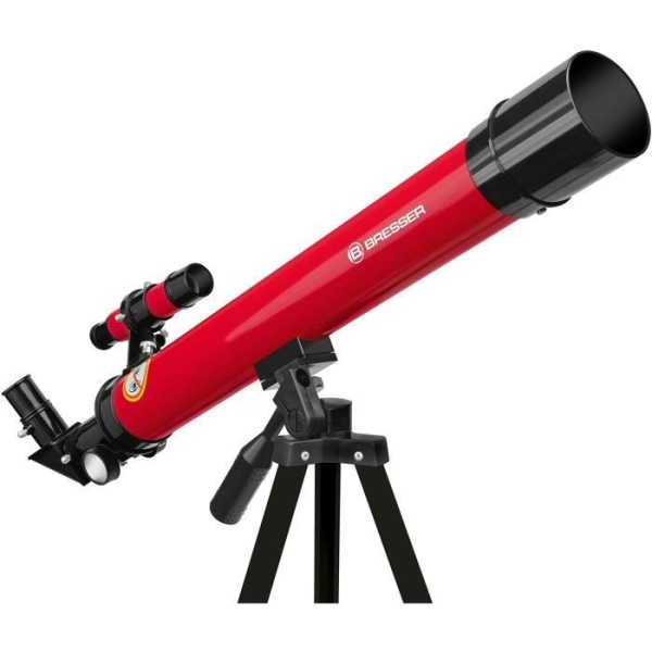 Astronomiskt teleskop 45/600 AZ - BRESSER JUNIOR - Förstoring upp till 100x - Höjdjusterbart stativ - röd