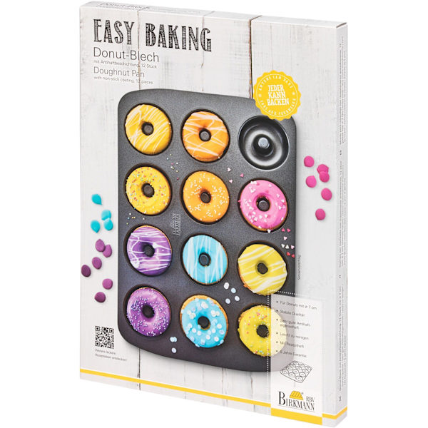 Bakplåt för munkar - BIRKMANN - EASY BAKING - Kolstål - Non-stick - 12 formar - Ø7 cm, 37 x 26 x 2 cm