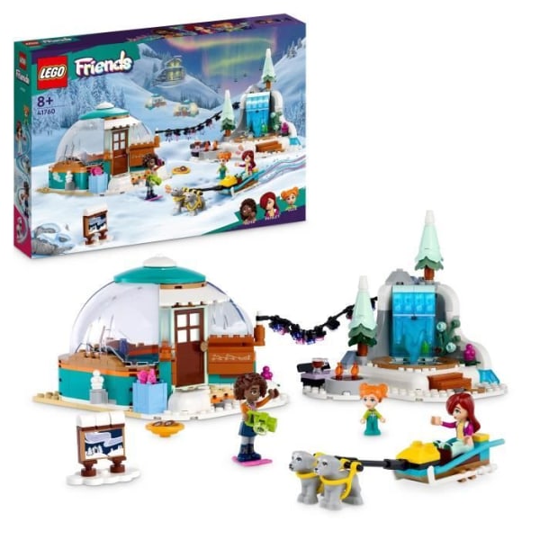 LEGO Friends 41760 Igloo Holiday, vinterleksaker med slädhundar, minidockor, för barn från 8 år