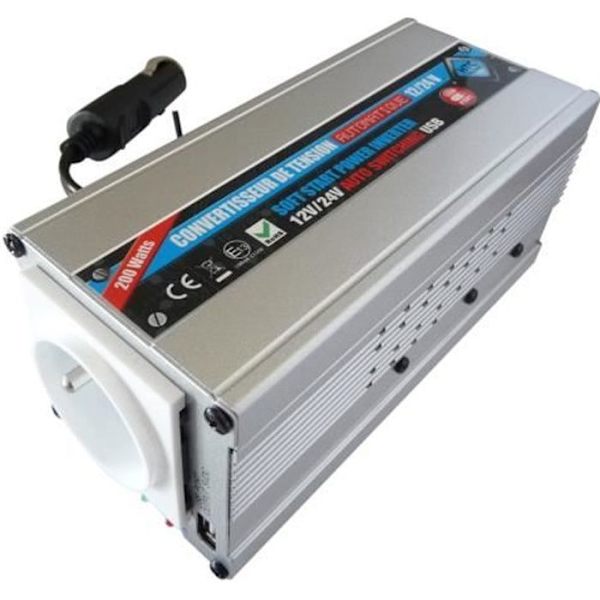 HTC Converter 12/24 V Automatisk 220/240 V 200 W USB 0,5 A