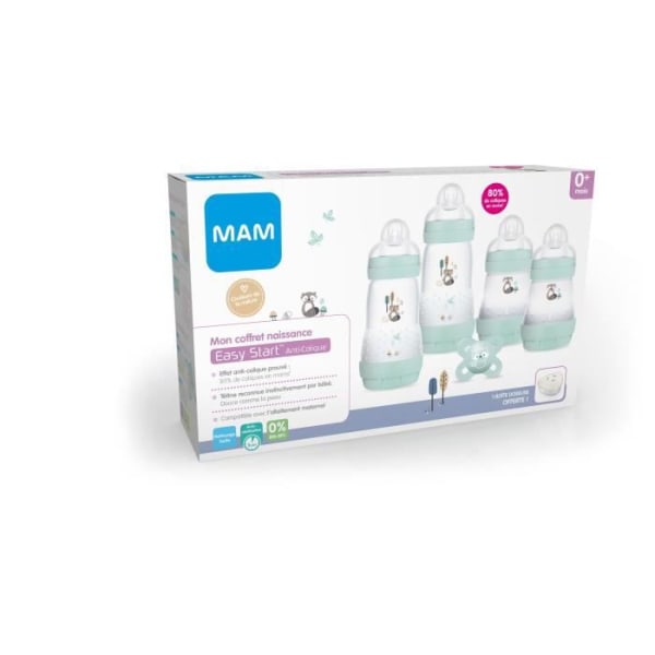MAM Nature Birth Box - Aqua - 4 nappflaskor + 1 napp + 1 doseringslåda