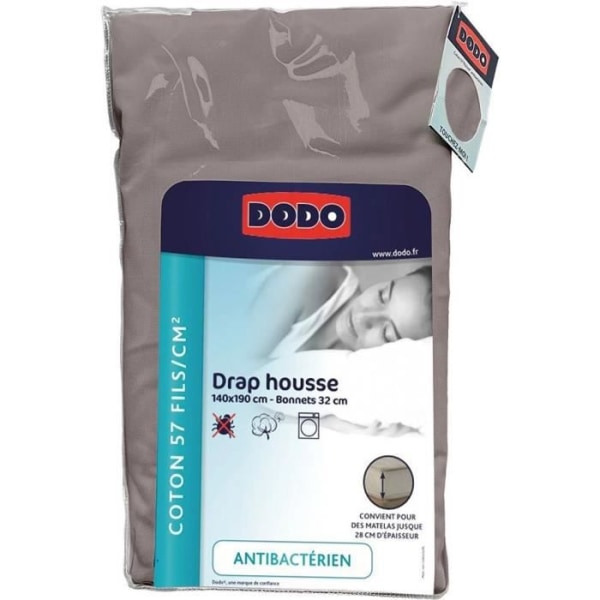 Dodo Cover Sheet - Antibacteriens - Taupe - 140x190 cm - Bonnet 32 ??cm