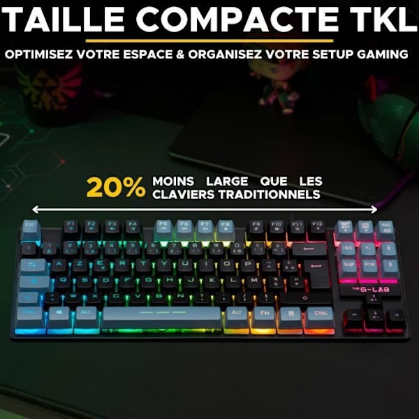 Speltangentbord - The G-Lab - KEYZ CESIUM - RGB - Svart & Grå - TKL