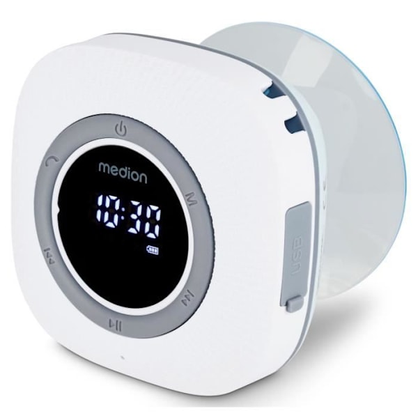 Duschradio - MEDION - FM - Bluetooth - IPX6 - Sugkoppsfäste - Vit