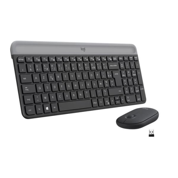 Logitech - MK470 ultratunnt trådlöst tangentbord + mus och tyst trådlöst system - kompakt och platt layout - 2,4 GHz USB-mottagare