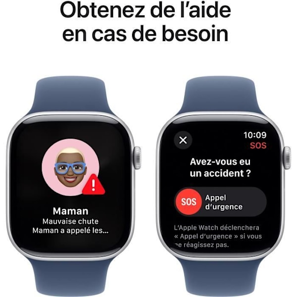 Apple Watch Series 10 GPS - 46 mm - Silver aluminiumfodral - Denim sportband - S/M