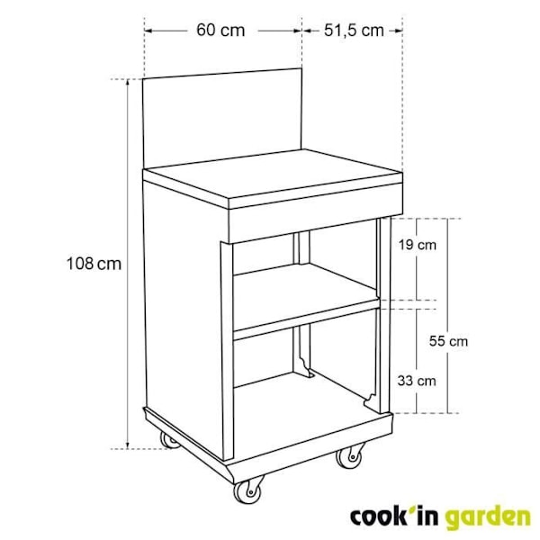 Serveringsvagn - COOK'IN GARDEN - Kan integreras i Fidgi BBQs