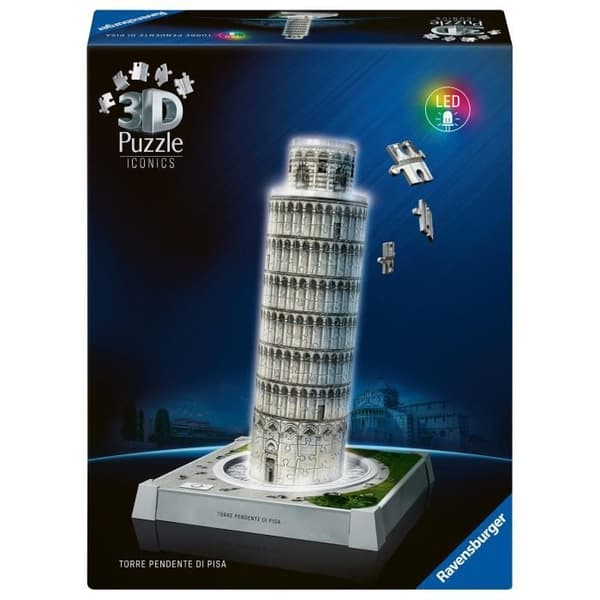 Iconics 3D-pussel - Upplysta lutande tornet i Pisa
