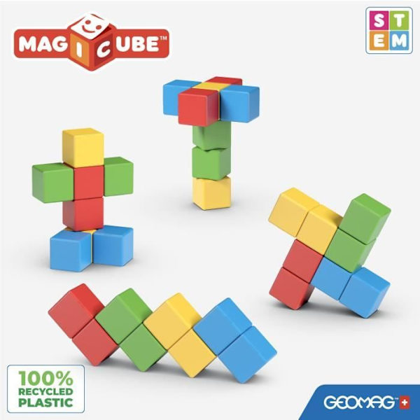 Magnetiskt byggset - GEOMAG - Magicube återvunnet kreativt set - 8 delar - Återvunnen plast - Från 1 år