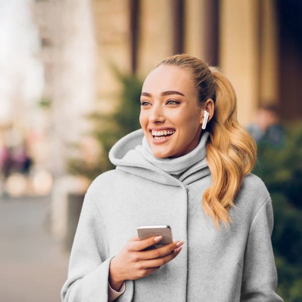 SHINY - TWS Bluetooth-hörlurar med laddningsbox - Vit