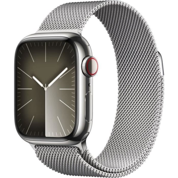 Apple Watch Series 9 GPS + Cellular - 41 mm - Silver Stålfodral - Silver Milanese Loop Armband