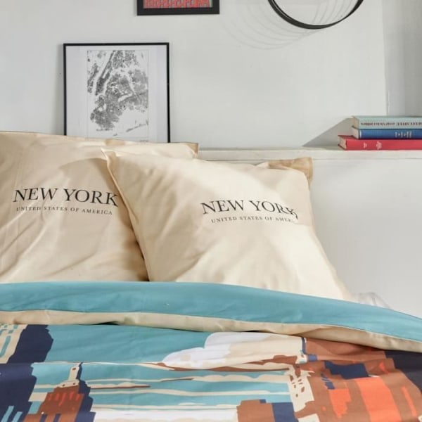 Sängkläder - IDAG - JAVA - 2 personer - 240x220 cm - Bomull - New York-tryck - Beige
