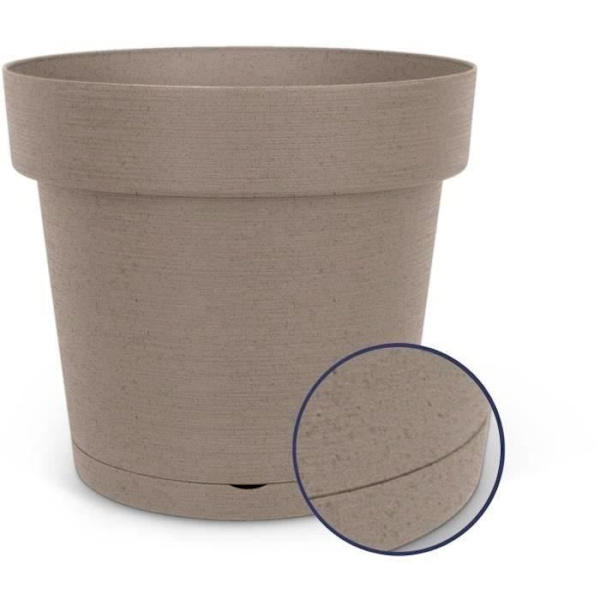 Vattenreservkruka - GARDEN ID Glamour - Taupe 40 cm - Kornig yta - Inomhus/utomhus - Snygg design - Innehåller trä.