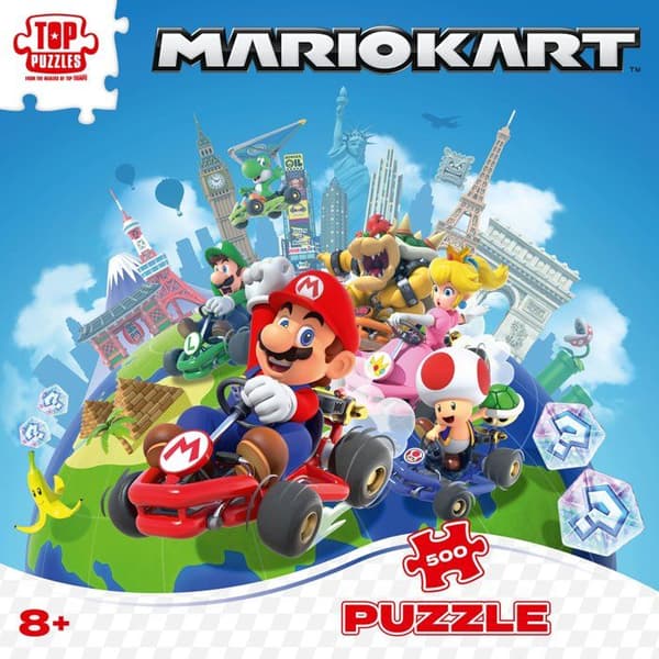 Pussel - VINNANDE TRÄK - Mario Kart Around the World - 500 bitar - Från 8 år