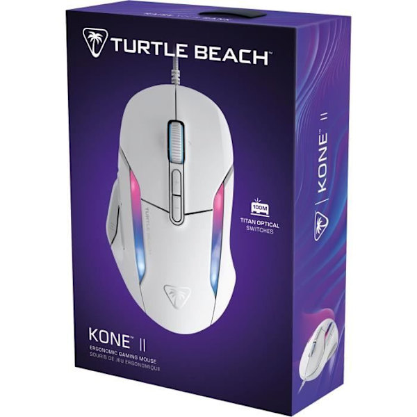Trådlös spelmus - Turtle Beach Kone II - Ultralätt - Vit, 26 000 DPI, 23 anpassningsbara funktioner