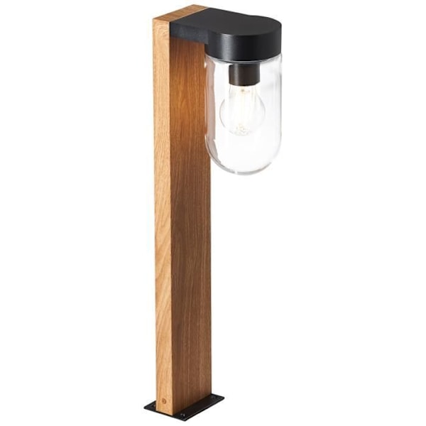 BRILLIANT - CABAR Utomhuspollare - mörk träfärg/svart - metall/glas E27 1x40W