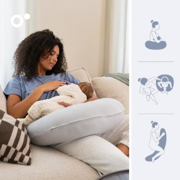doomoo Twisty 2 in 1 Graviditets- och amningskudde - Ultra Comfort - Ultrafin mikropärlfyllning, grå