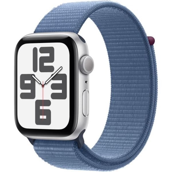 Apple Watch SE GPS - 44mm - Silver aluminiumfodral - Winter Blue Sport Loop Strap