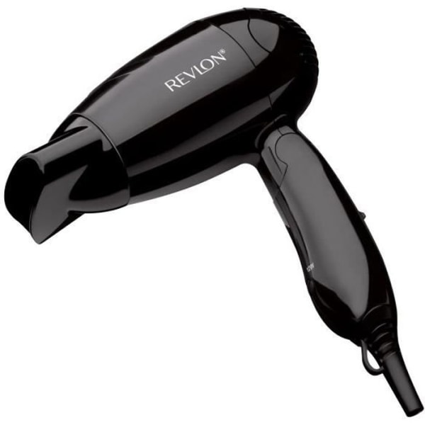 REVLON RVDR5305E - Hårtork för resor - 1200 W - 2 värmar - 2 hastigheter - Bi-spännings vikbart handtag Svart