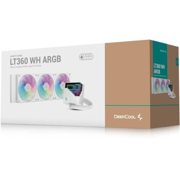 Vattenkylning AIO - DEEPCOOL LT360 ARGB - 3x 120 mm ARGB-fläktar - Vit