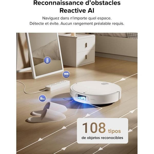 Roborock Qrevo CurvX robotdammsugare och mopp - 22 000 Pa - RetractSense LiDAR-navigering - Vit