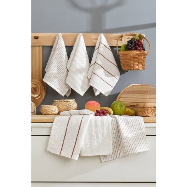 Set med 6 badhanddukar - 30 x 50 cm - Krämfärgad