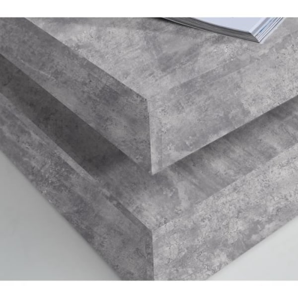 Fyrkantigt vridbart soffbord - Spånskiva - Ljusgrå betongdekor - Klassisk - L 78 x D 78 x H 35,4 cm - KAFFE