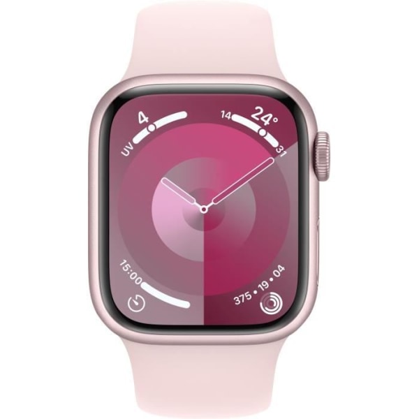 Apple Watch Series 9 GPS - 41 mm - Rosa aluminiumfodral - Ljusrosa sportband - S/M