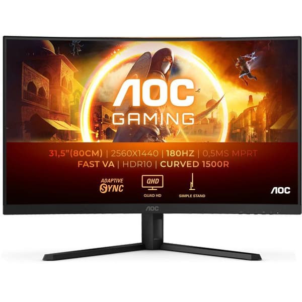 Böjd spelskärm - AOC - 32" - QHD - 180Hz - Snabb VA-panel - 0,5ms - CQ32G4VE