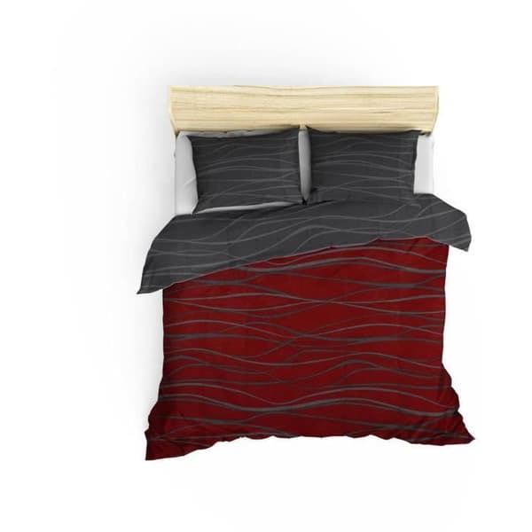 Bäddset - 1 påslakan 220 x 240 cm + 2 örngott 60 x 60 cm - 65% bomull, 35% polyester - Röd